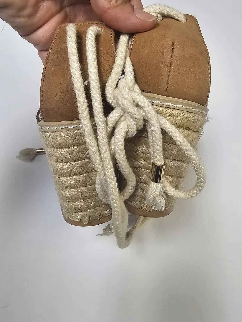 H&M Brown Suede Lace-Up Espadrille Flats